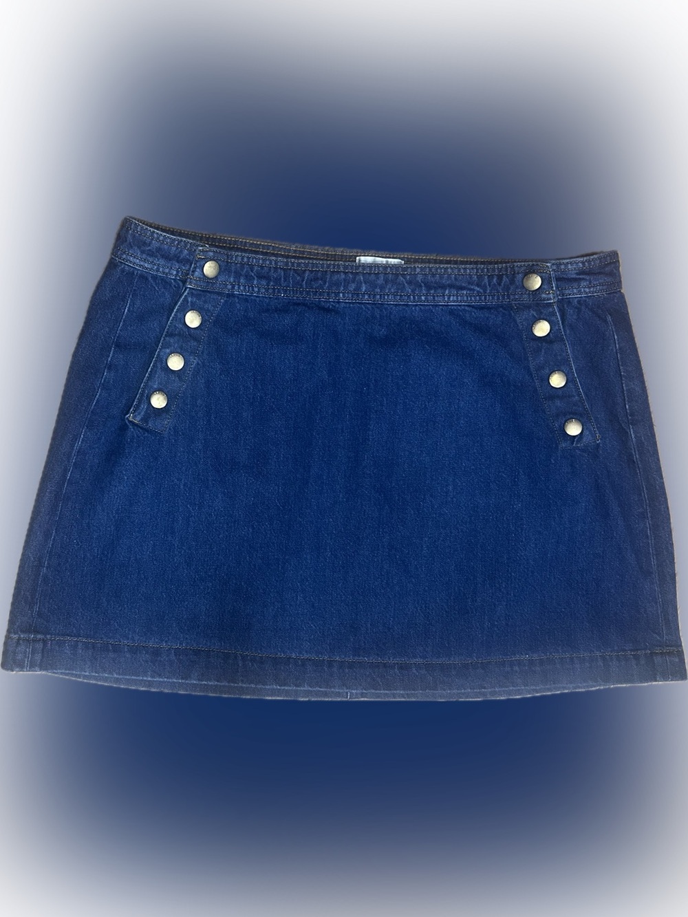 Frame SZ 34 Denim Blue Sailor Snap Denim Mini Skirt/Waist 40” - Picture 2 of 9